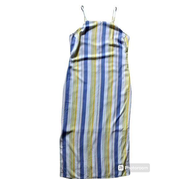 New Madison multicolor striped bright lights midi dress sleeveless size M - Picture 1 of 13